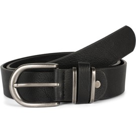 styleBREAKER 03010123 Unisex Belt Plain Colours with Metal on the Belt Loop, Faux Leather, Plain Colour, Waist Belt, Can Be Shortened, black