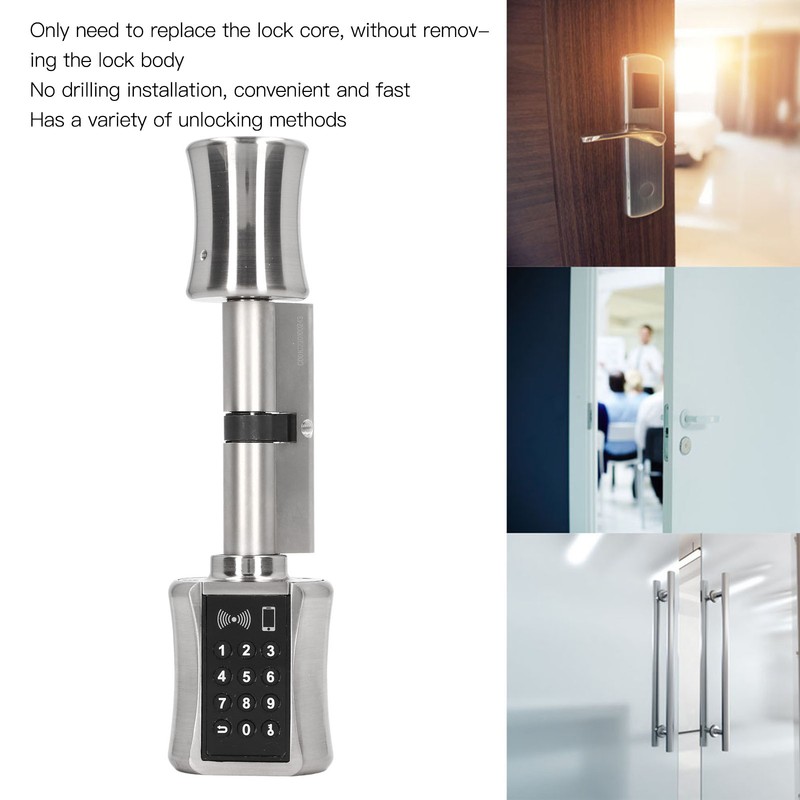 Keyless Electric Lock Stainless Steel Brass Low Consumption Smart Cylinder