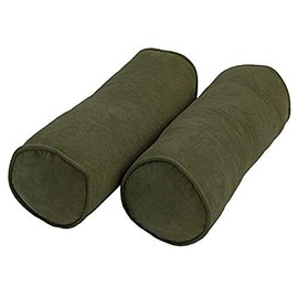 Blazing Needles Double-Corded Solid Microsuede Bolster Pillow Set with Inserts (Set of 2), 20" by 8", Hunter Green