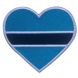 Bebuz Botswana Embroidered Heart Flag Iron On Sew On National Emblem Patch Applique Fabric Repair Tactical Military Patches