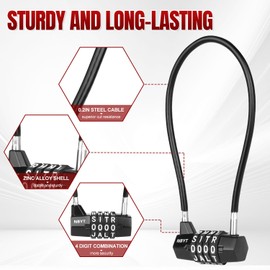 Lawnize Cable Locks with Letters, Text, Words Combination,Steel Cable Rope Wire Combination Lock with Resettable Code for Bikes, Lockers, File Cabinets, Wardrobes, Fences,gate Lock, Pool Padlock.