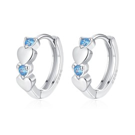 RoseJeopal Silver Hoop Earrings for Women, 925 Sterling Silver Hoops Earrings, Cubic Zirconia Heart Hoop Earrings, 12mm Small Sleeper Earrings Hoops