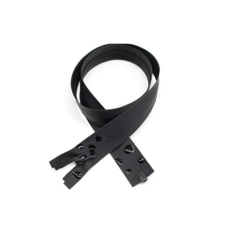 MebuZip 68 cm, 2 pieces, waterproof zips, separable, #5, black,
