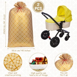 2 Pcs 70 Inches Jumbo Gift Bag Large Golden Plastic Gift Bag Extra Large Wedding Bag Oversized Gift Bags with Ropes for Bachelorette Parties Bridal Showers Baby Shower (Texture)