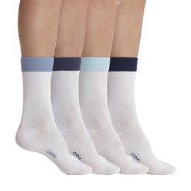 DIM Homme EcoDIM Style Half-Height Socks x 4, Soft Combed Cotton, Timeless Colours, Oeko-Tex Certified., White board camaieu blue