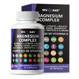 MVPCARE 9 IN 1 Magnesio Complex 1125MG |Citrato de Magnesio polvo, Glicinato de Magnesio, Gluconato de Magnesio y Óxido de Magnesio | Vitaminas Mujer 