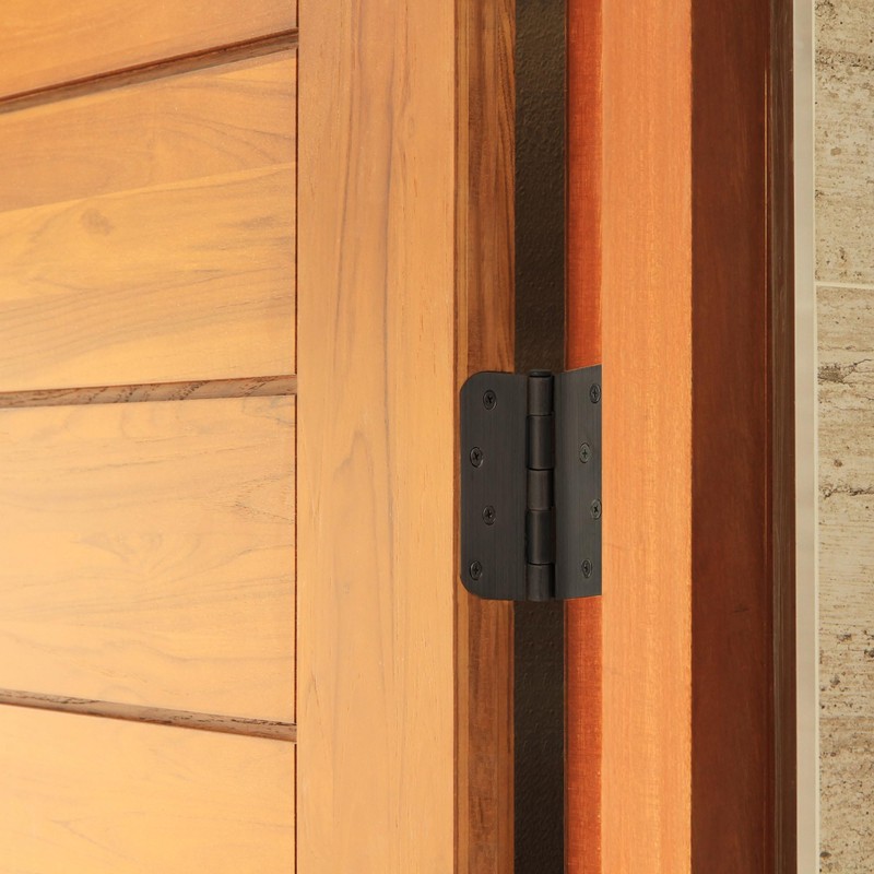 12-Pack Rounded Steel Door Hinges, Oil Rubbed Bronze - 4-inch