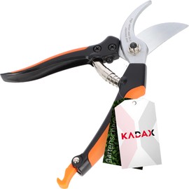 KADAX 20cm Carbon Steel Pruning Shears Professional Pruning Shears for Branches, Branches, Non-Stick Coating, Hedge Shears, Black/Orange