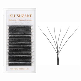 XIUSUZAKI W Lash Extensions Supplies 6D Eyelash Extensions W Shape 0.07mm Thickness C Curl 14mm Premade Fans Easy Fan Lashes Volume Matte Black 12 Rows Crisscross Eye Lashes(W-6D-0.07-C,14mm)