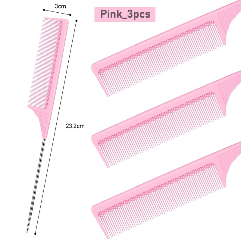 GENC BÉAUTY 3pcs Rat Tail Combs Parting Comb, Comb Set