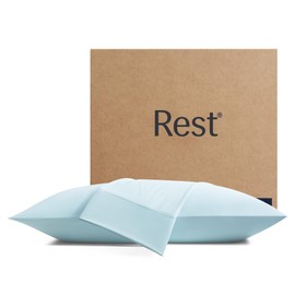 REST® Evercool®+ Cooling Pillow Cases King - 2 Pillowcase for Sensitive Skin, Silver Infused Fabric for Hygienic Sleep, Silky Smooth for Curly Hair, High Elastic for Snug Fit (19x35 inches)