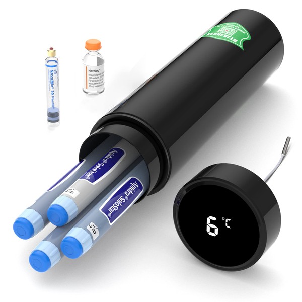 KEKHEALTH 60H Hielera Portatil Insulina Temp-display Estuche Medicamentos TSA Porta Insulina para Diabéticos Viaje con Gel Frio丨Original QR Etiqueta Equipaje(Negro)