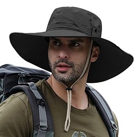 Unisex Fishing Hiking Work Lawn Hat Wide Brim Men Garden Cap, Cowboy Style Sun Protection Hat Travel Outdoor Sports UPF 50+