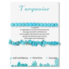 GoPaw Pack of 2 Stretch Bracelets Made of Real Natural Stone Beads, 6 mm Bracelet Healing Stones Women, Gemstone Bracelets, Women's Pearl Bracelet, Yoga Bracelet for Women, Girls, One size, Gemstone