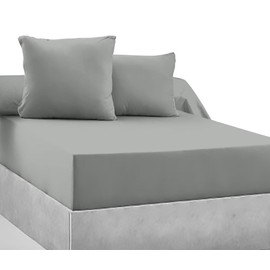 Le linge de Jules Fitted Sheet 100% Cotton 57 Thread Count Grey 80 x 200 cm Fitted Sheet 30 cm