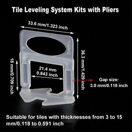WADY Tile Leveling System Kits with Pliers, 600 Pcs Tile Spacers Clips, Reusable Wedges for Floor Leveling Wall Tile Leveler Tools DIY Tiles Leveler Spacers Pro Ceramic Tile Installation Tools (3 mm)