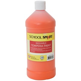 School Smart Washable Tempera Paint, Orange, 1 Quart Bottle