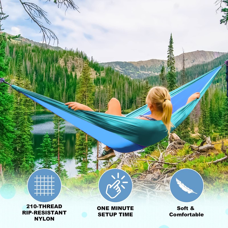 SZHLUX Camping Hammock Double & Single Portable Hammocks with 2