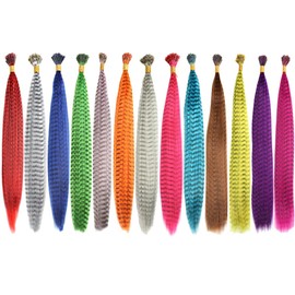 YUDAOHAIR 13Pcs Synthetic Feather Hair Extensions for Women 20Inch Hairpieces With 100pcs Silicone Micro link Beads And 2 Crochet Hooks Hair Feathers with Tools Kit (20'', 13 feather mix colors)