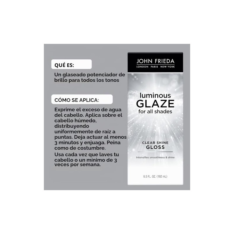 John Frieda Luminous Glaze brillo transparente, 6.5 onzas