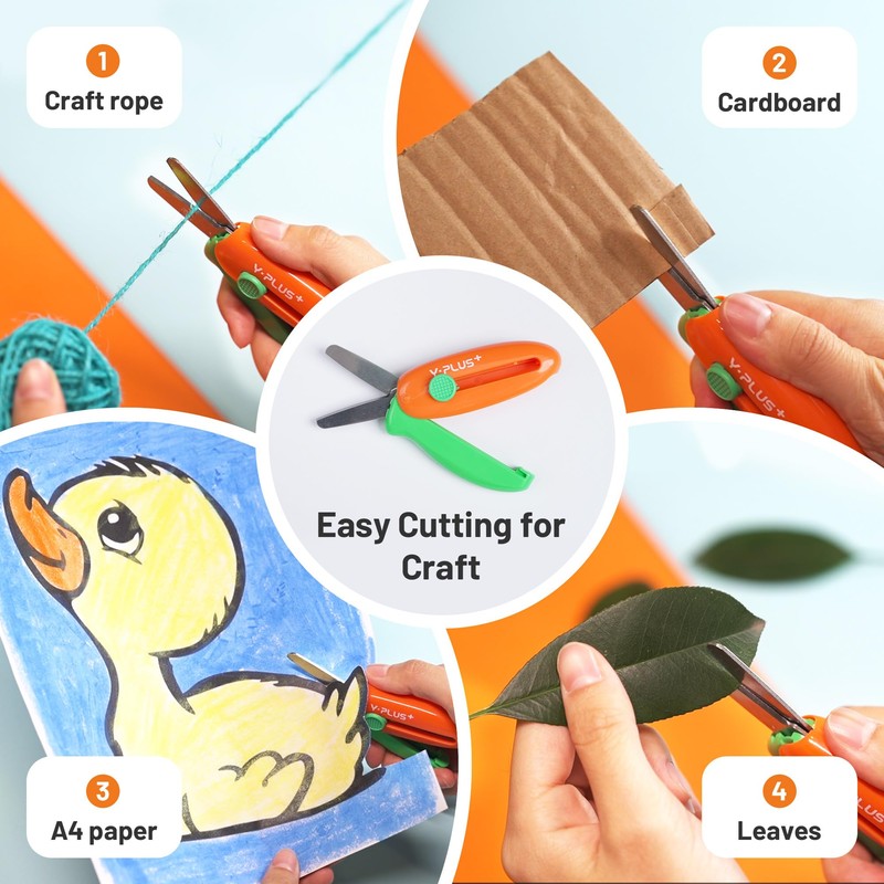 Safety Scissors for Kids, Retractable Small Scissors for Toddler Craft
