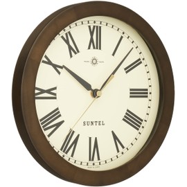 さんてる(Suntel) 掛け時計 ダークブラウン 直径250×60mm シンプル電波時計掛け時計 ローマ ダークブラウン SR03-DBR R