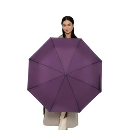 Windproof Travel Umbrella - Compact, Light, Full Automatic Open/Close - Folding Backpack Umbrella for Rain & Sun UV Preotection For Men & Women, Unbreakable 8 Fiberglass Ribs UK Design (Mulberry)