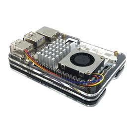 WEIYIXING Raspberry Pi 5 Case with 5 Layers Acrylic, Active Cooler for Raspberry Pi 5 4GB/8GB (Black)