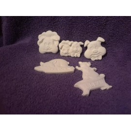 Unbranded Set of 5 Pig Magnets Ceramic Bisque You Paint Magnets Included