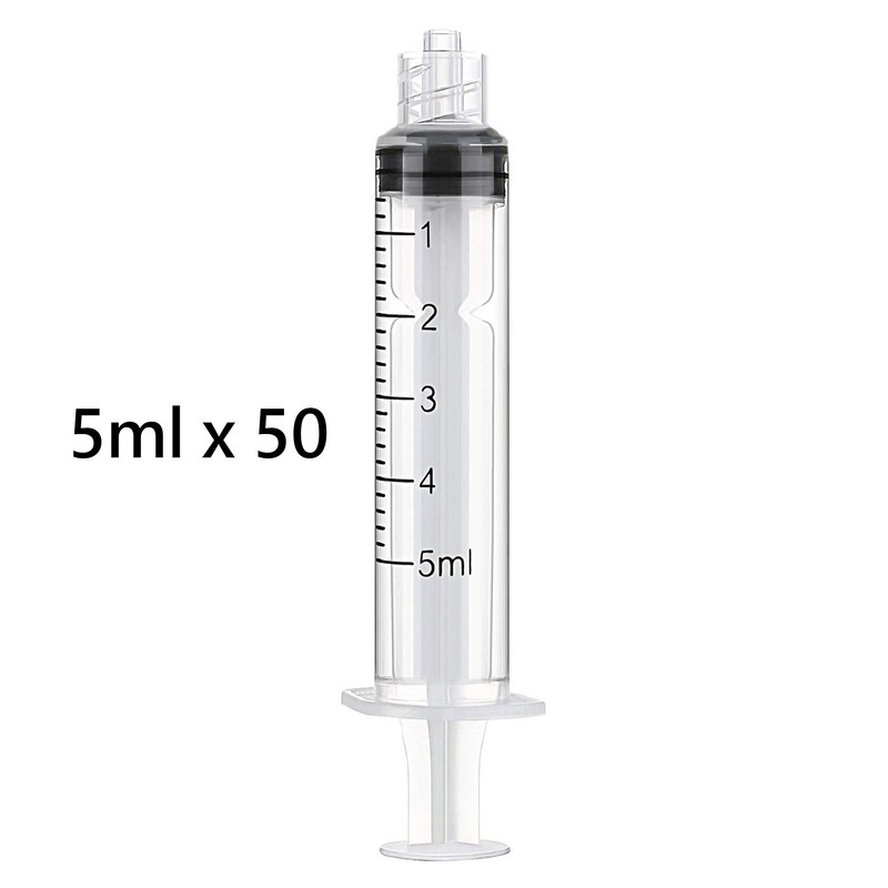 50 Pack 5ml Syringes Luer Lock with Measurement, Plastic Syringe
