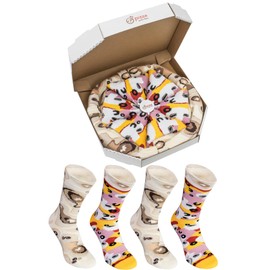 Pizza Socks Box 4 Pairs Capric Kotto Extraordinary Original Socks Ideal as a Gift in the EU Have Been produced Sizes 36 37 38 39 40 41 42 43 44 45 46 Cotton No Full Colour Print - 36 - 40 multicoloured