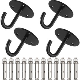 EGGMARCH Stainless Steel Hook On Plate Metal Ceiling Hooks Heavy Duty Garage Hooks Large Chain Plate Hook with Expansion Bolts for Yoga Hammock Swing Boat Sandbag Hanging Plant 4 Pack (Large J Hook)