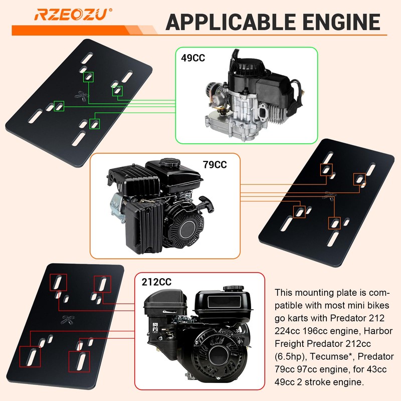 Steel Engine Mounting Plate Compatible with Predator 212 224 79cc