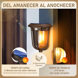 2 Paquetes Luces Solares de Pared para Exteriores con Sensor de Movimiento, Retro Luz LED de Decorativos del Aplique Solar Impermeable, iluminación para Jardín, Patio, Garaje, Porche, Casa (Marrón)