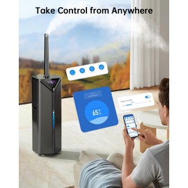 AERZY 5Gal Smart Humidifier Large Room up to 2800ft², 1000mL/h, APP & Remote Control, 180° Auto Rotating Nozzle, 24H Timer, 60H Supersized Cool Mist Humidifiers for Whole House Home Office Plants