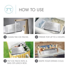 Outset Stainless Steel Ice Packs, Set of 2 Travel Ice Packs, 7” x 4.75” x 0.5”