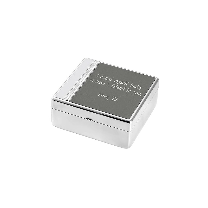 THINGS REMEMBERED Engraved Silver and Gunmetal Keepsake Box (Free Customization)
