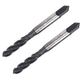 TA-VIGOR M6 x 1mm Spiral Flute Thread Tap, Metric Machine Threading Tap with H2 Tolerance, HSS Nitriding Coated Thread Milling Tap (Round Shank with Square End) 2Pcs