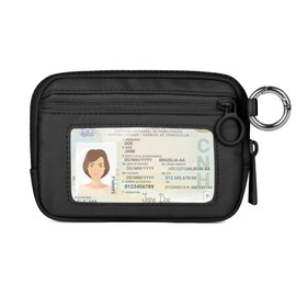 Didida Didida The Iris Wallet Zip Card Case with ID Window Purses for Women Coin Purse with Zipper Mini Portable Keychain Wallet, Black