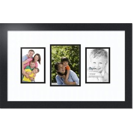 ArtToFrames Collage Photo Frame Double Mat with 1 - 5x7 and 2 - 4x6 Openings and Satin Black Frame