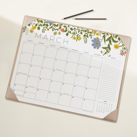 Desk Calendar 2025-2026 with Desktop Mat, Cabbrix Large Desk Pad Calendar 22 x 17 Inch Cover 18 Months Runs From January 2025 to June 2026, Floral Design Calendar 2025 for Home School and Office (Apricot)
