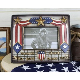Patriotic USA Gold Stars Hope Hero Faith Strength Love Brave 6"X4" Picture Frame