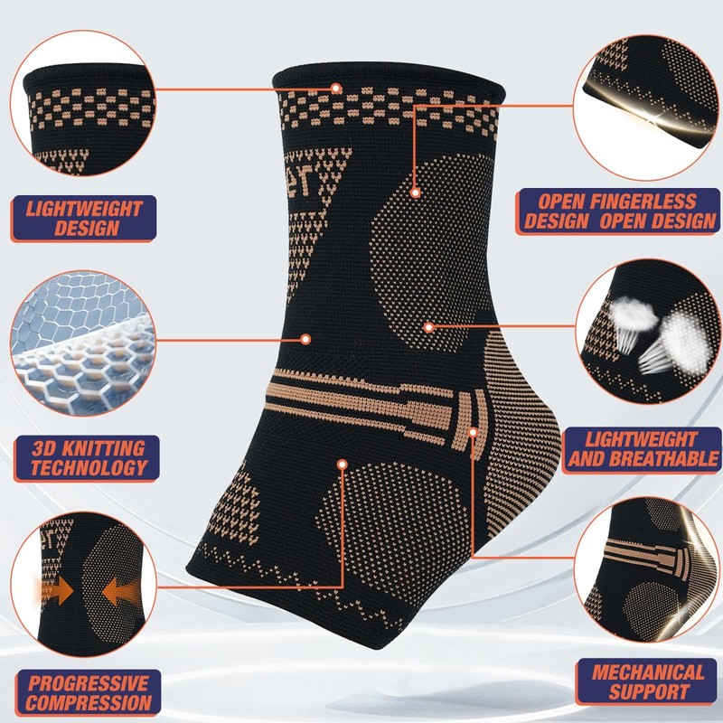 Copper Ankle Brace for Men & Women - (1 Pair)