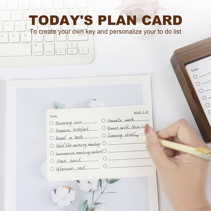 Buqoo Black Walnut Wood To Do List Holder with 50