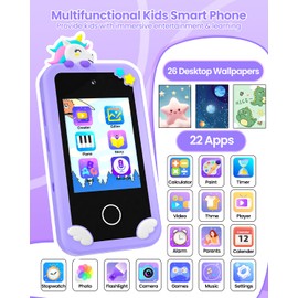 Kids Smart Phone for Girls with Holographic Pyramid, Christmas Birthday Gifts for Age 3-10 Kids Toys Cell Phone, 2.8" Touchscreen Toddler Learning Play Toy, Dual Camera, Music Player, 32G Card(Purple)