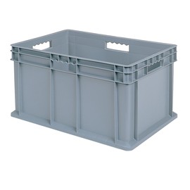 Akro-Mils 37682 Plastic Straight Wall Container Tote with Solid Sides and Solid Base, (24-Inch x 16-Inch x 12-Inch), Gray, (3-Pack)
