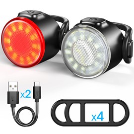 Luce per bicicletta a LED, illuminazione anteriore e posteriore ricaricabile tramite USB, 6 modalità di luminosità, adatta a tutte le biciclette e a ogni tipo di condizioni meteorologiche