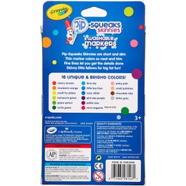 Crayola Pip-Squeaks Skinnies Washable Markers, Assorted Colors 16 ea (Pack of 2), 32 Count, Multicolor 32 Count