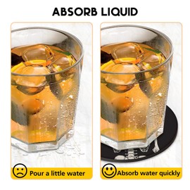 Swooflia Coasters for Drinks Coffee Table, Skeleton Funny Black Silicone Absorbent Cup Coaster Set Housewarming Kitchen Home Wooden Desk Office Bar Tabletop Decor 6 Pack