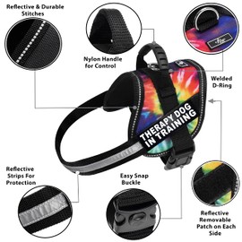 Therapy Dog in Training Nylon Dog Vest Harness. Purchase Comes with 2 Reflective Therapy Dog in Training Removable Patches. Please Measure Your Dog Before Ordering (Girth 14-18", Tie Dye)